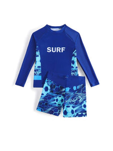 Surf with soccer ball print boy swimsuit