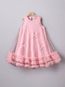 Pink bow fancy pre teen girl dress