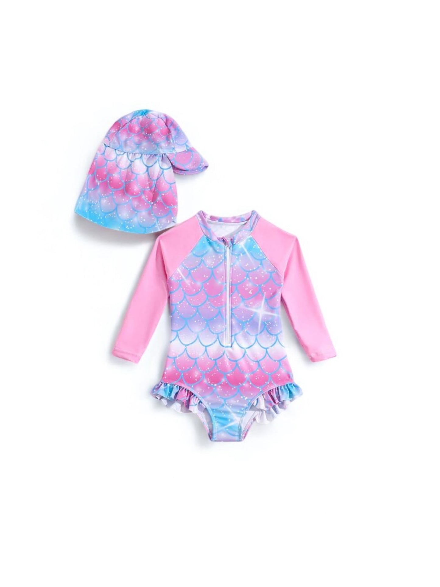 2pc purple & pink girl baby swimsuit