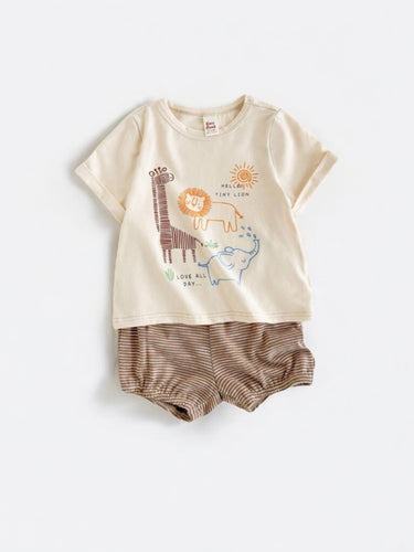 Love all day animal print print baby set