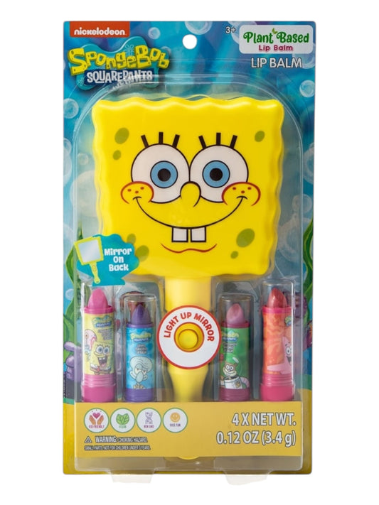 Spongebob light up mirror with scented lipbalm set