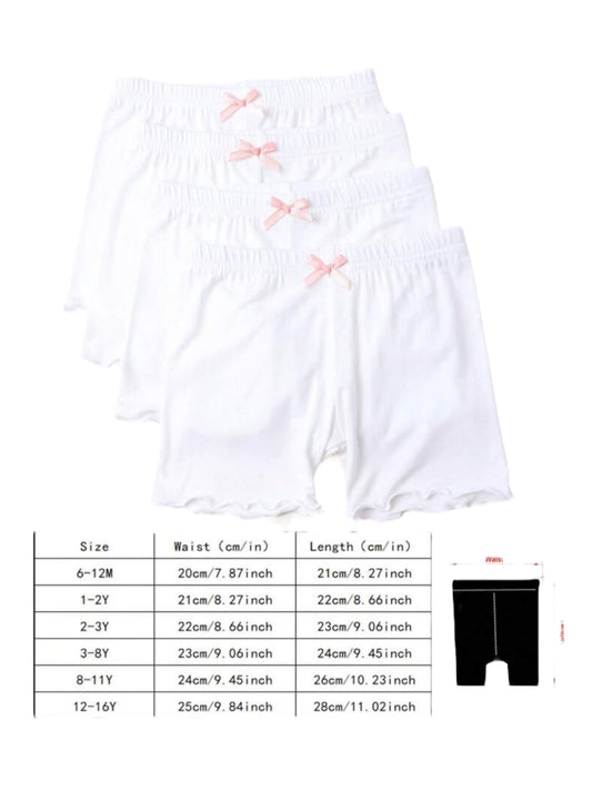 Girl 4pc white short with pink bow