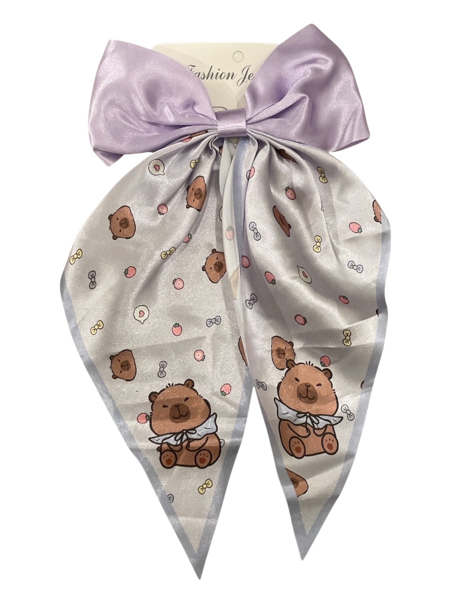 Girls satin bows with bear print 2k5
