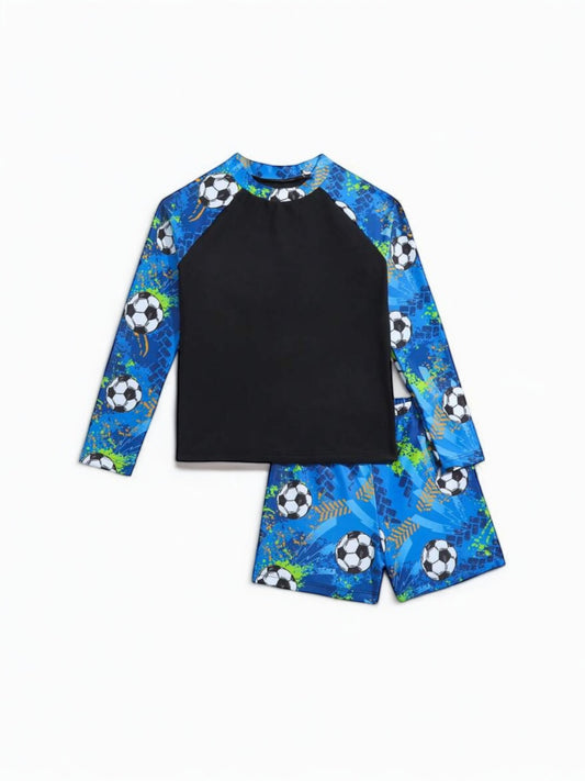 Soccer long sleeve top boy swimsuit set