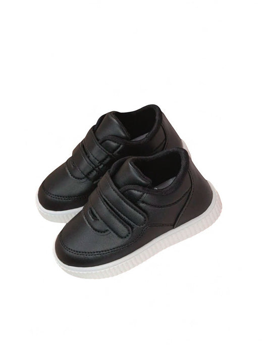 Double Velcro strap boys black sneakers 2k5