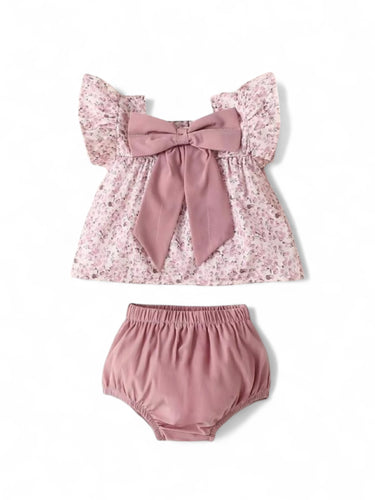 2 pc peach babyset with bow