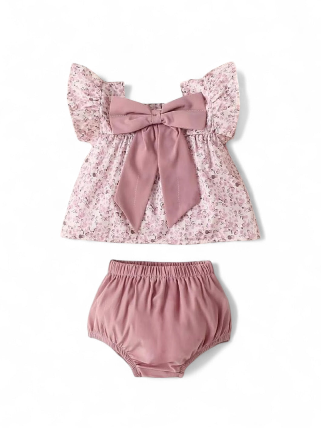 2 pc peach babyset with bow