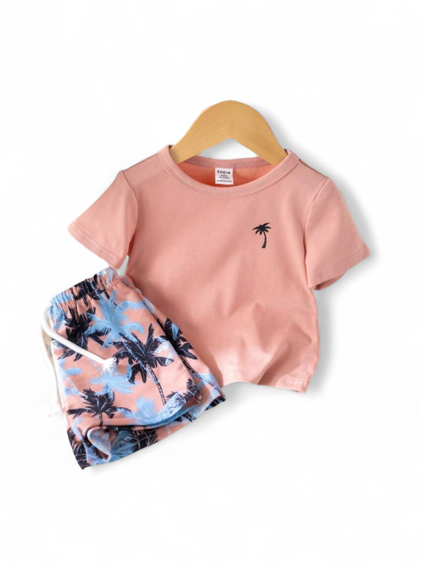 Palm tree tropical baby boy set