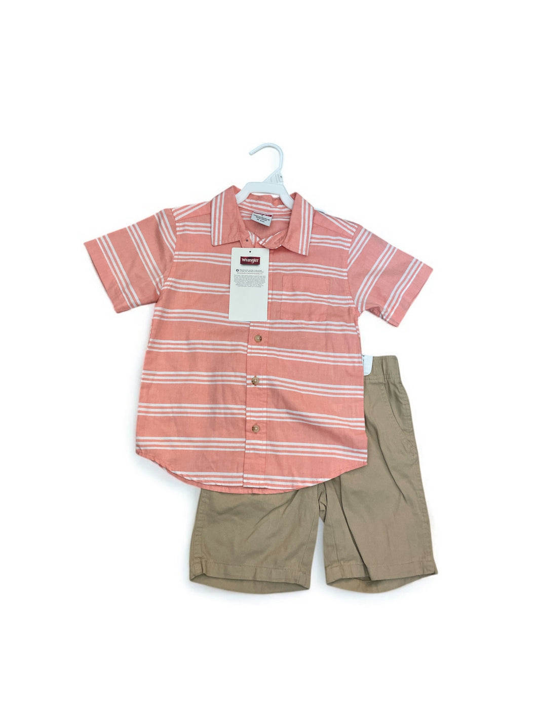 Wrangler 2pc orange stripe with khaki bottom boys set