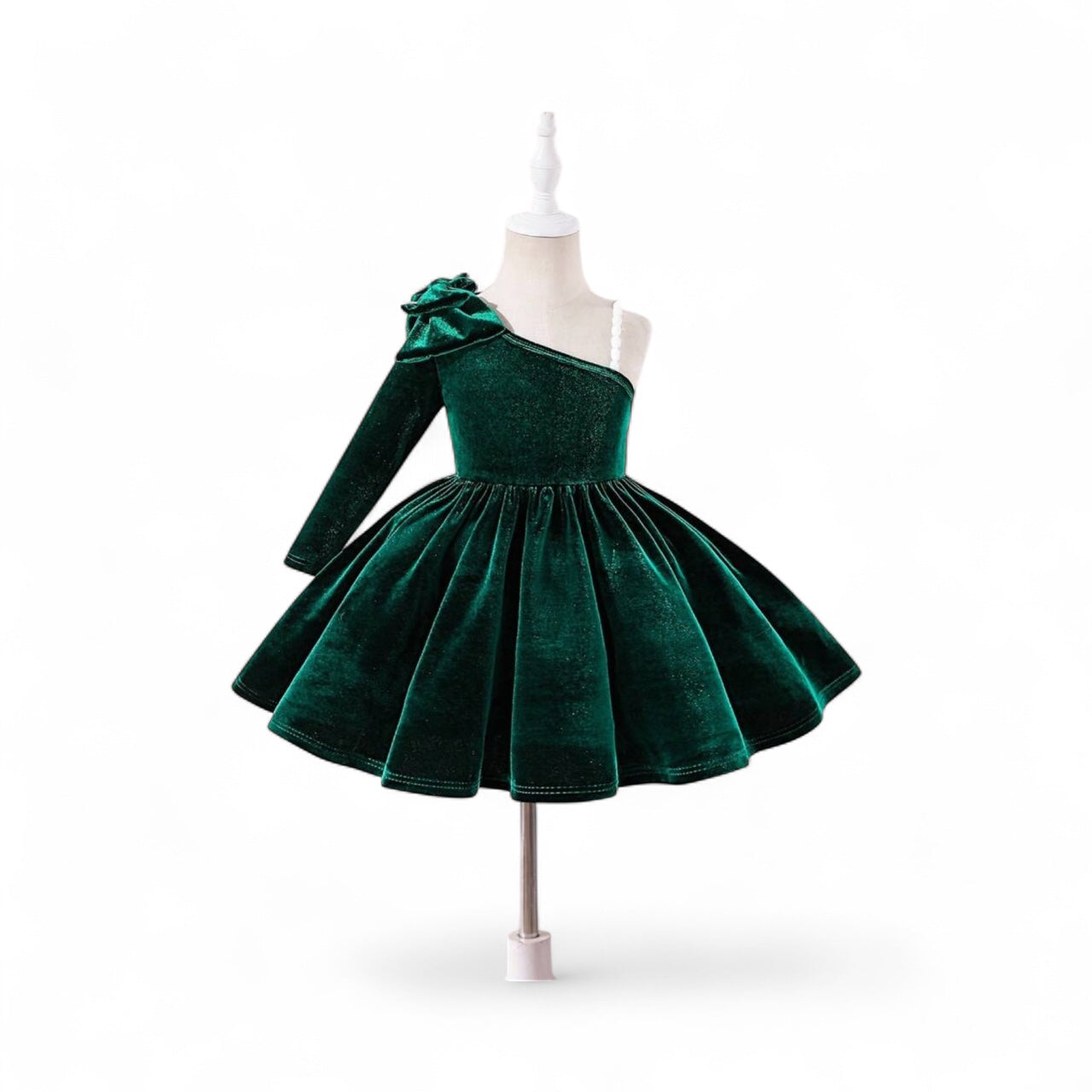 Green suede girls Christmas dress