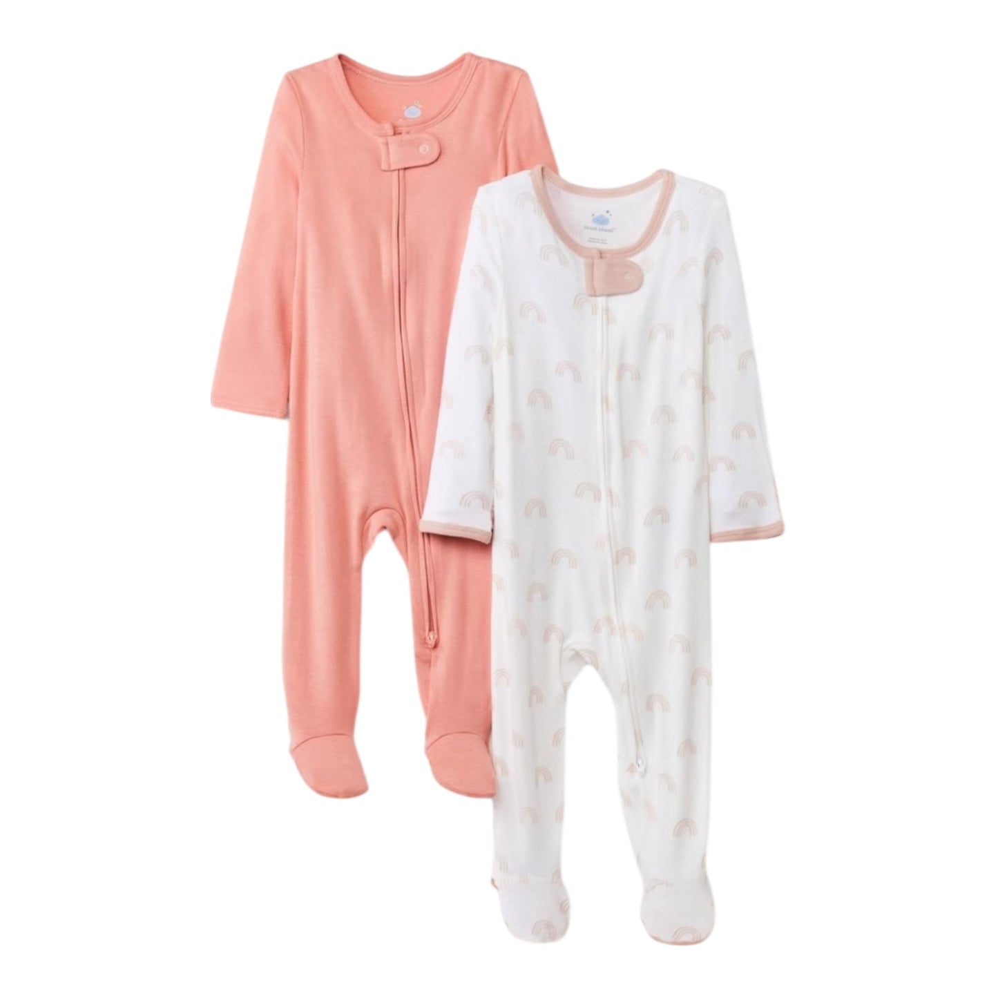 Peachy and white baby girl sleepers
