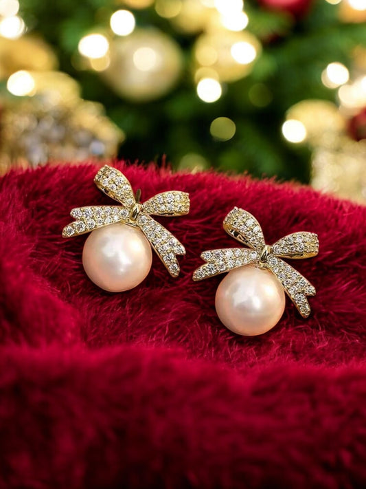 Champagne girls pearl earrings