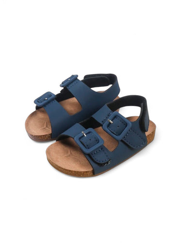 Blue double buckle boy sandals