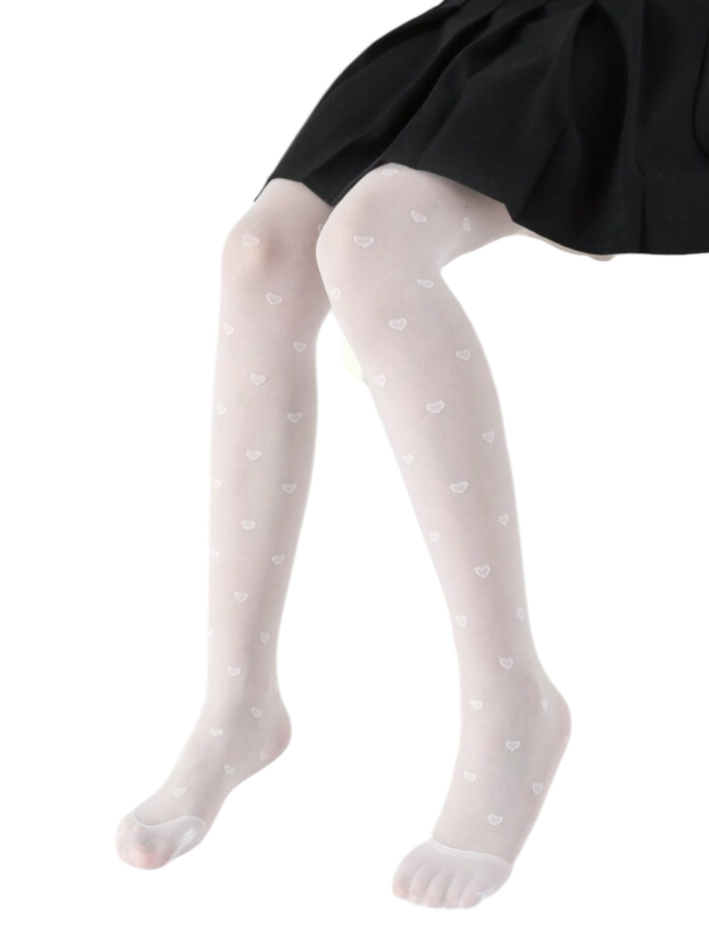 White heart pattern girls stockings 2k5