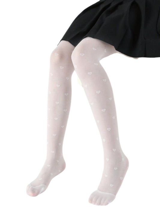 White heart pattern girls stockings 2k5