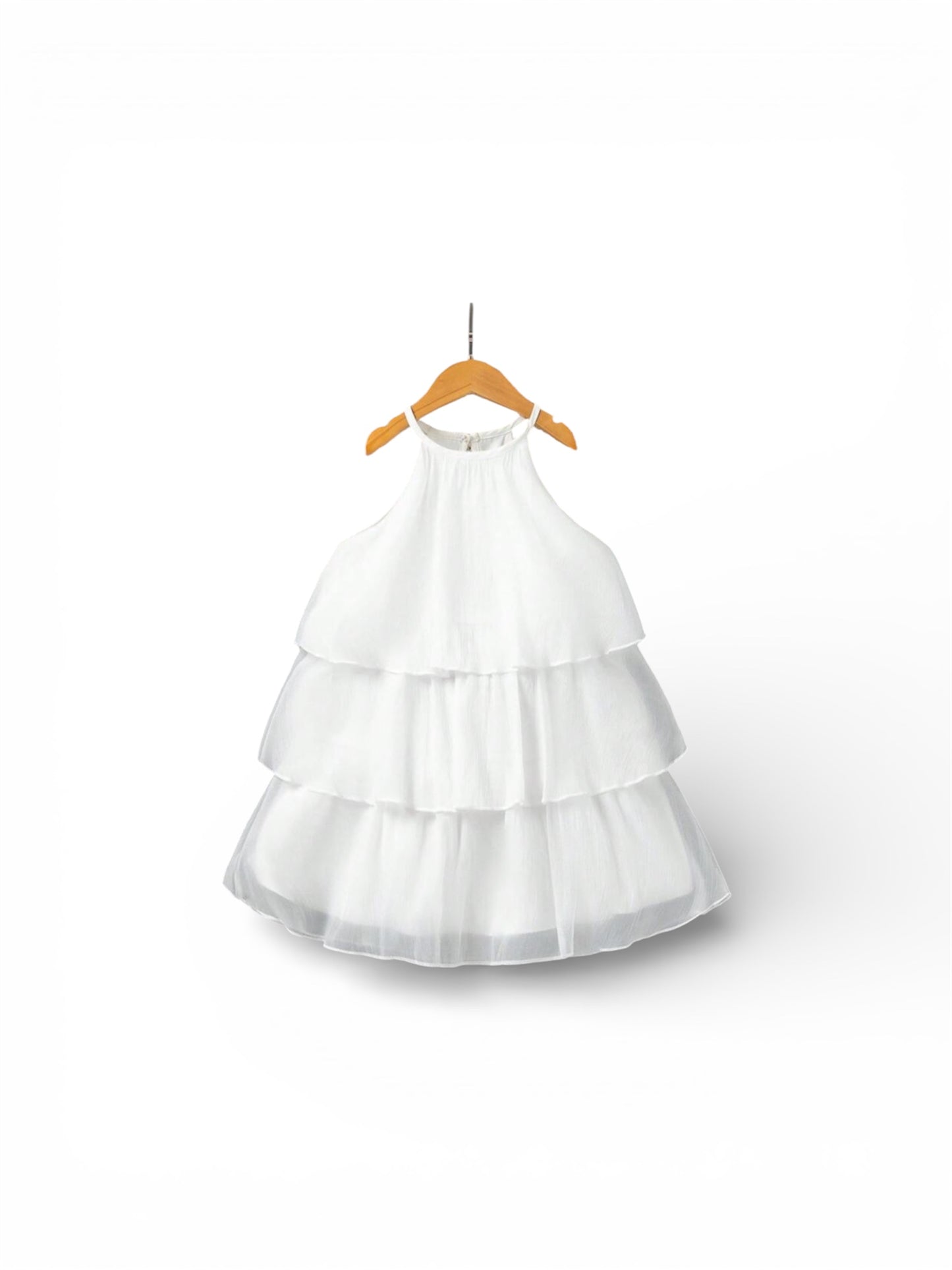 White multi layer girls white dress