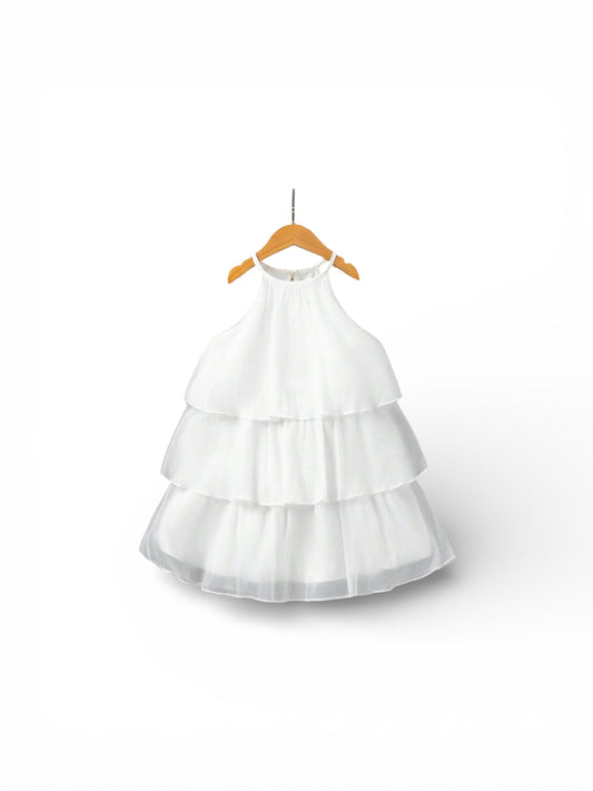 White multi layer girls white dress
