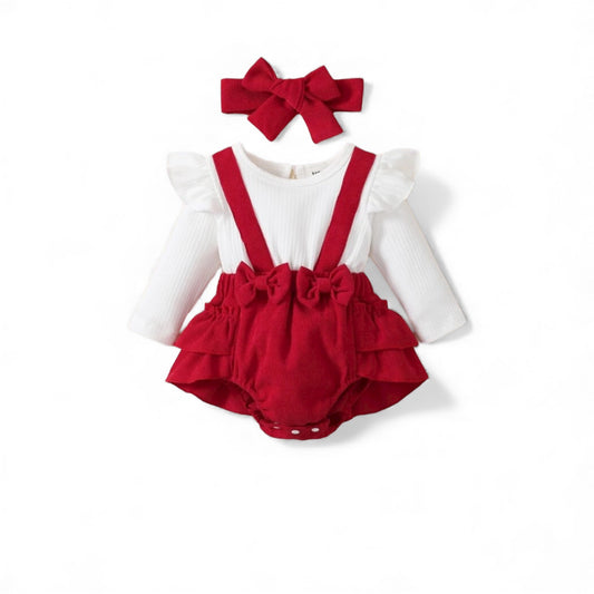 White &red baby romper set