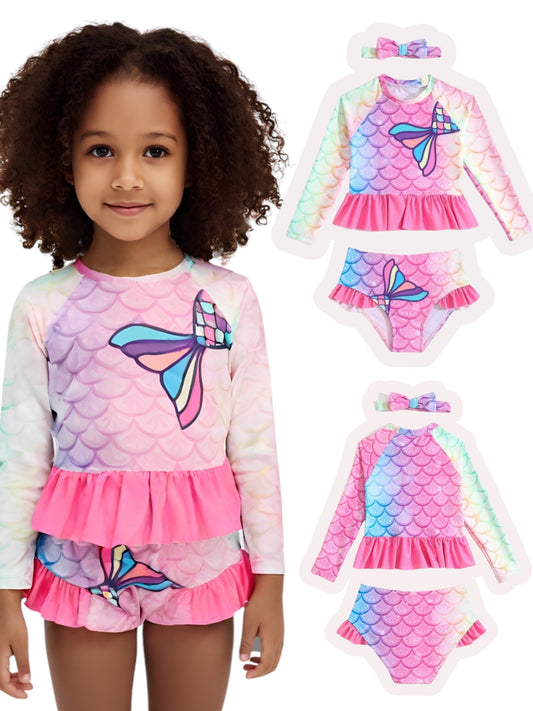 Mermaid scale 3pc girl swimsuit