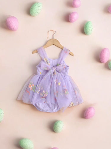 Purple pastel baby dress romper