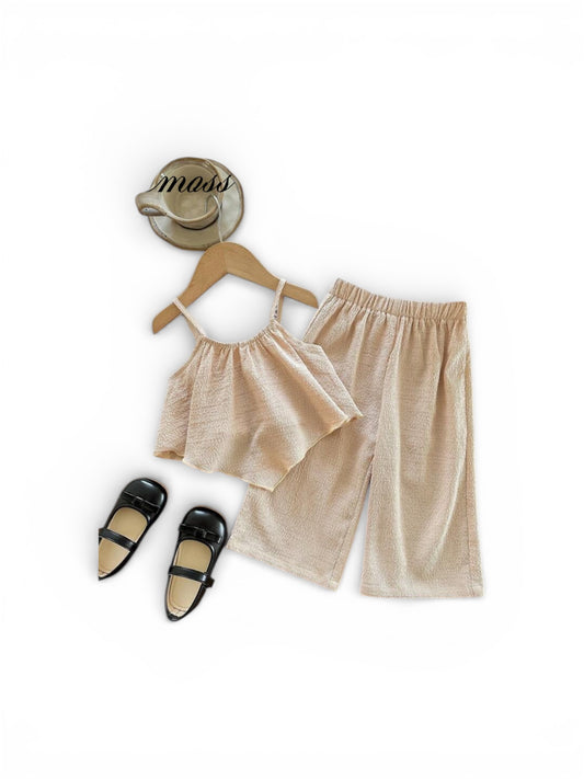 Baby Girl 2pc beige linen set