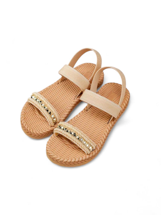 Bohemian straw design girl sandals