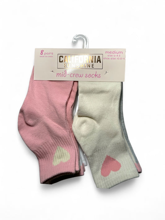 California hearts girls socks  8 pairs