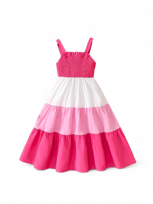Beachy pink long girl dress
