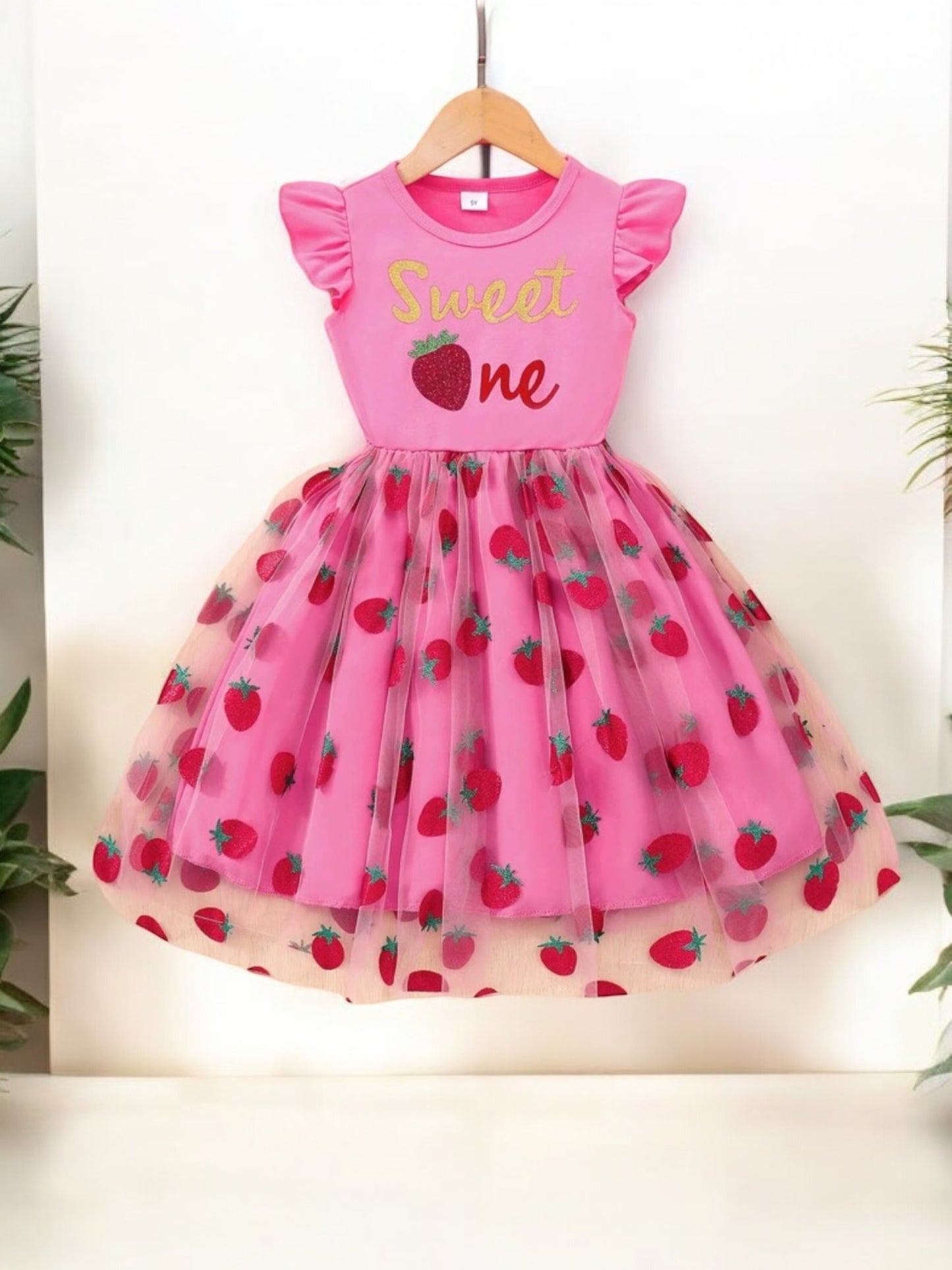 Sweet one strawberry girl dress