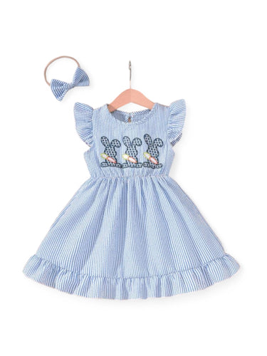 Blue easter girl baby dress set