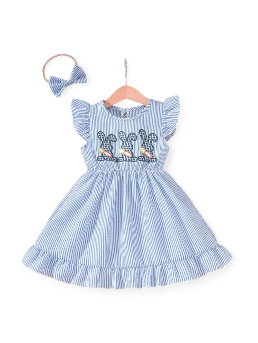 Blue easter girl baby dress set