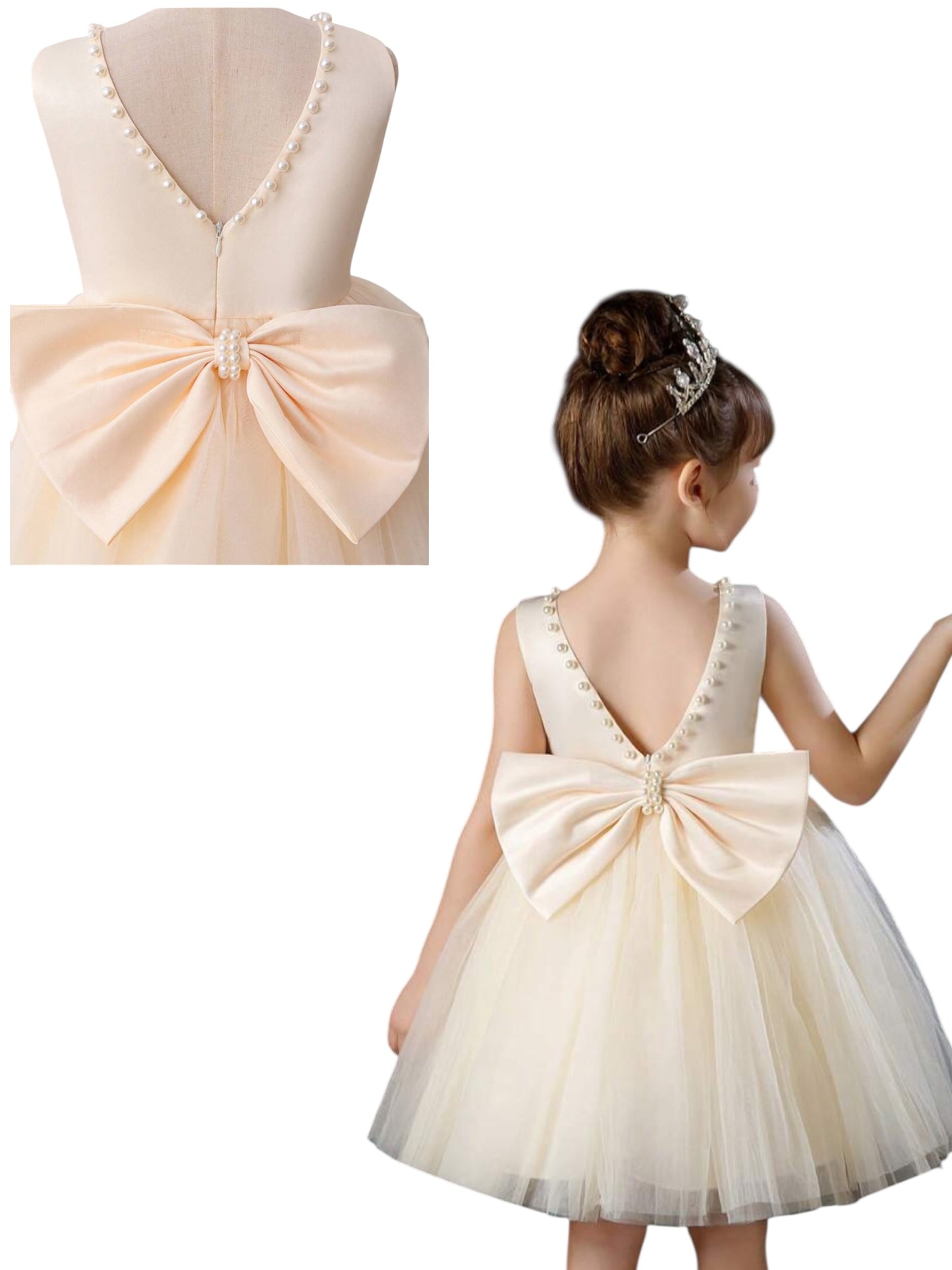 Champagne pearl girl formal dress 2k5