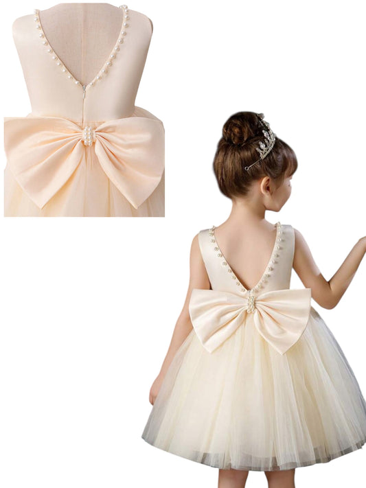 Champagne pearl girl formal dress 2k5