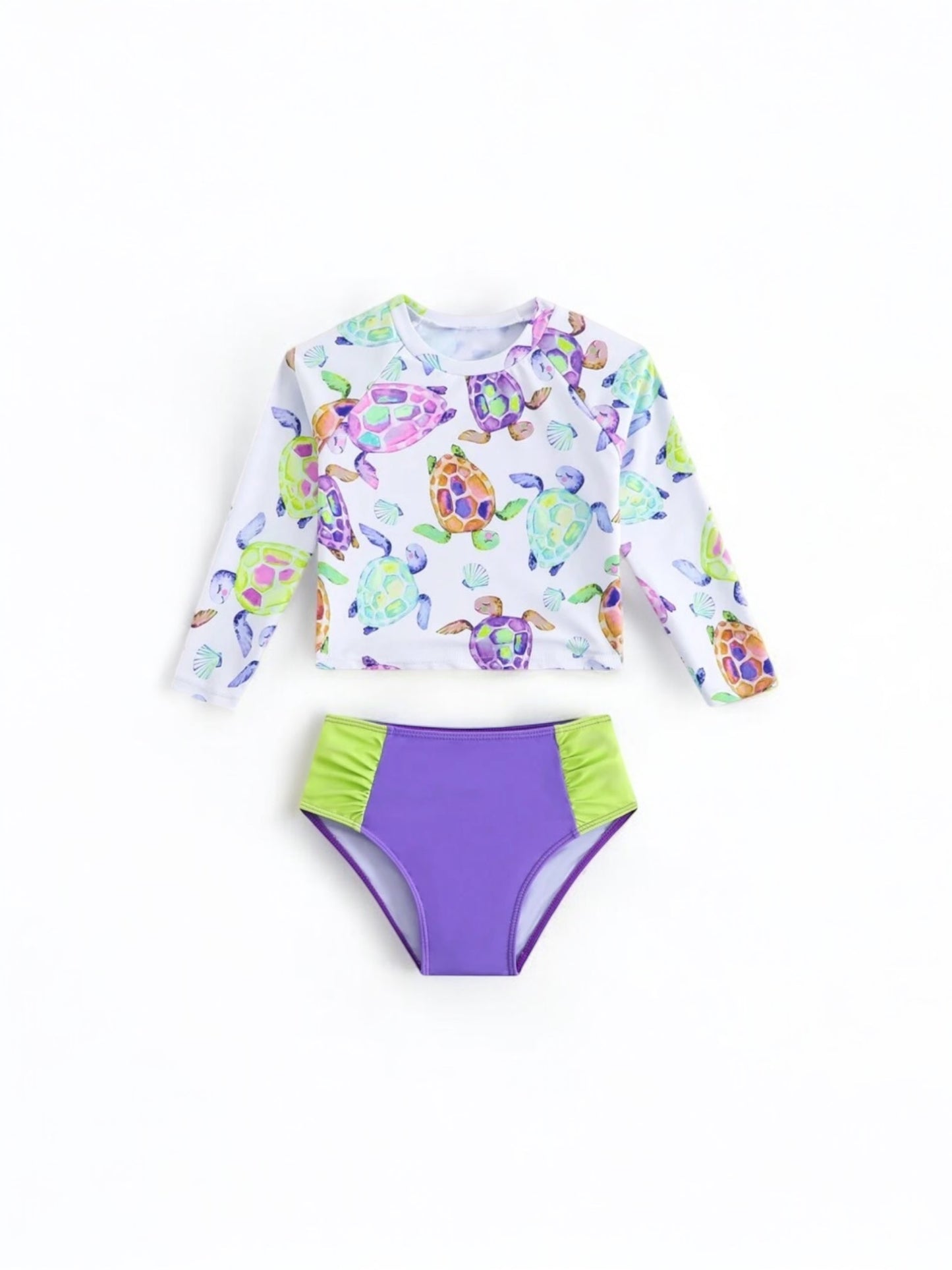 Coral & turtle purple girl swimsuit