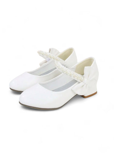 White with pearl girl formal shoes