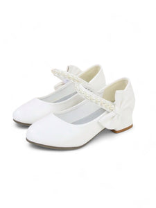 White with pearl girl formal shoes