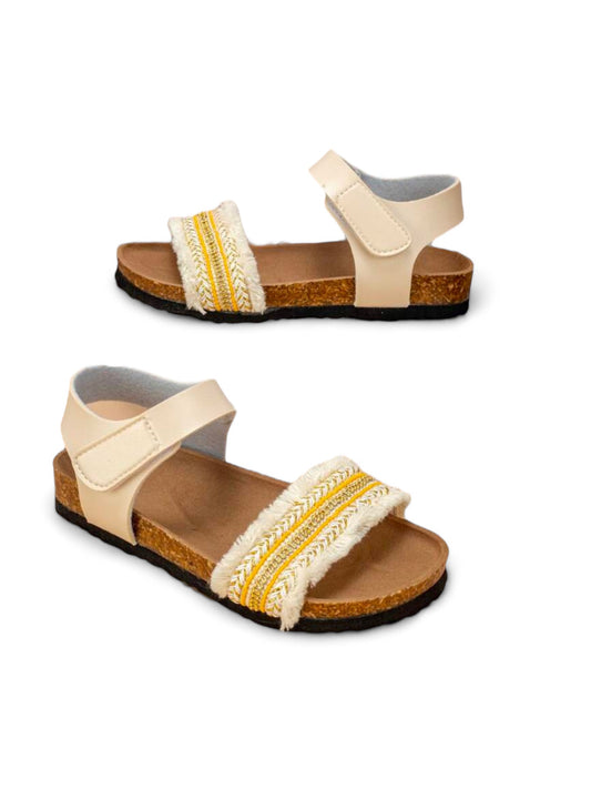 Bohemian yellow stripe girl sandals