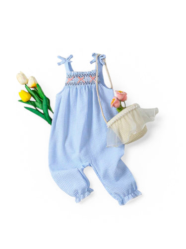 Baby blue boho baby romper
