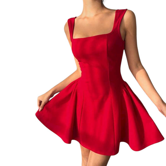 Teen red low back bow dress