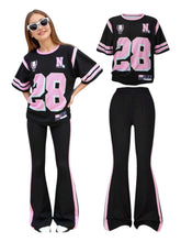 2pc girls pink &black 28 jersey girls set