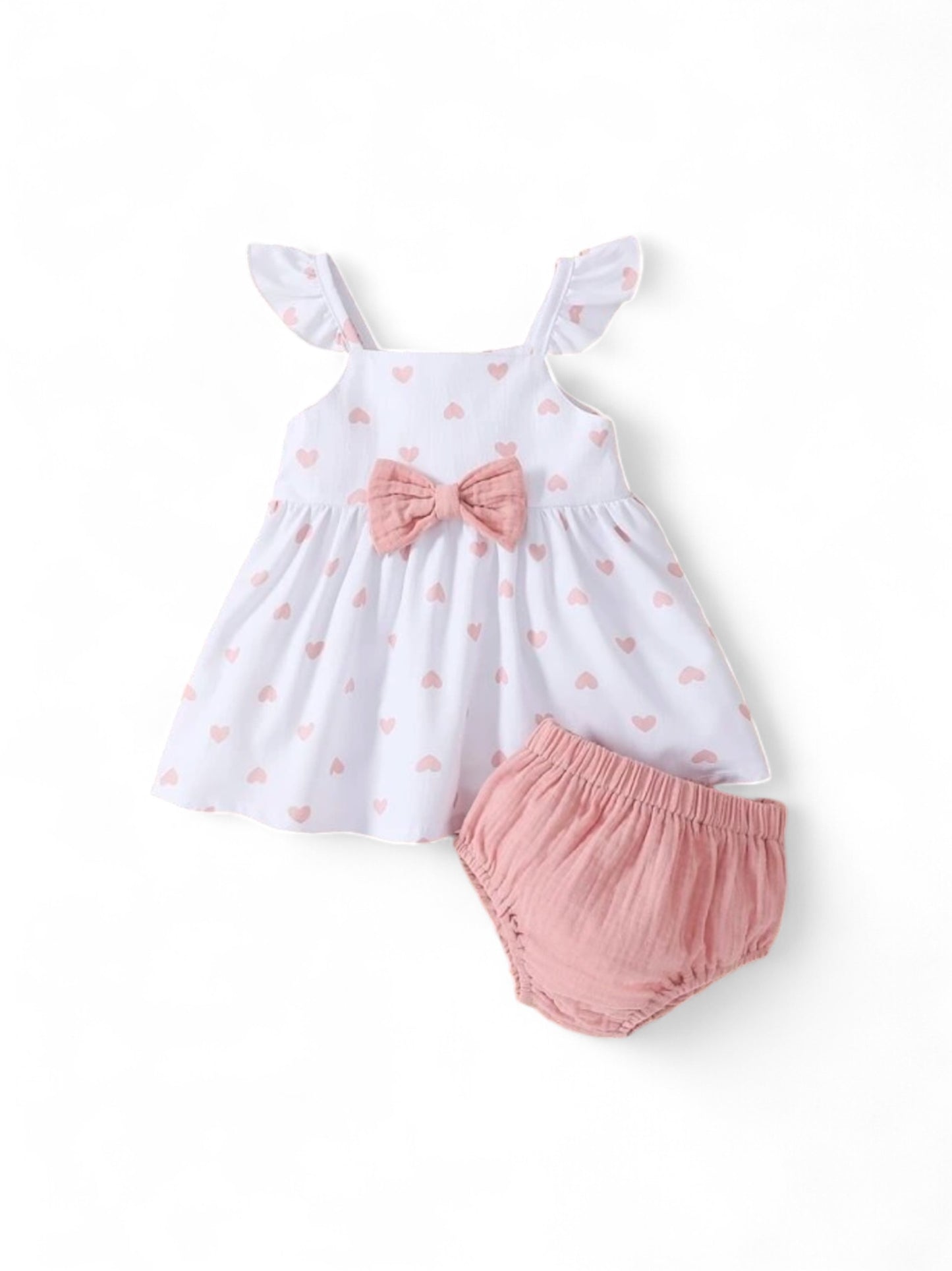 Pink hearts 2pc baby set