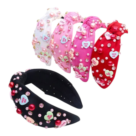 Sweet heart bejeweled girls valentines headband