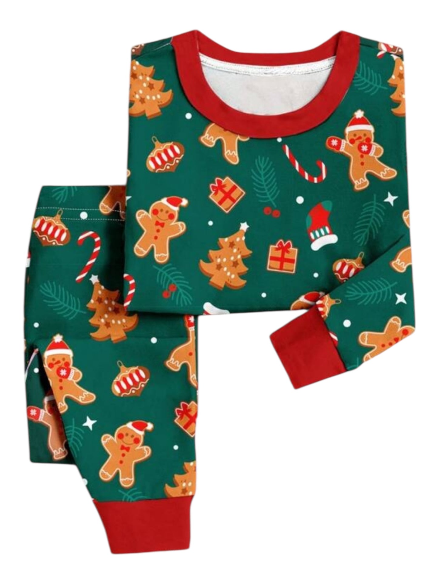 Green with gingerbread man  Christmas pj