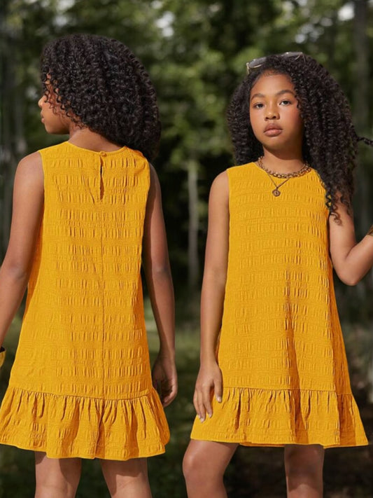 Beach mustard yellow girl dress