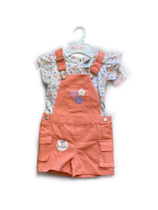Real love 2 pc  orange overalls & shirt girls set
