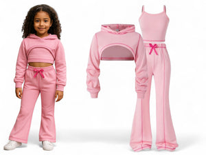 Pink  hoodie sweater 3pc girl set