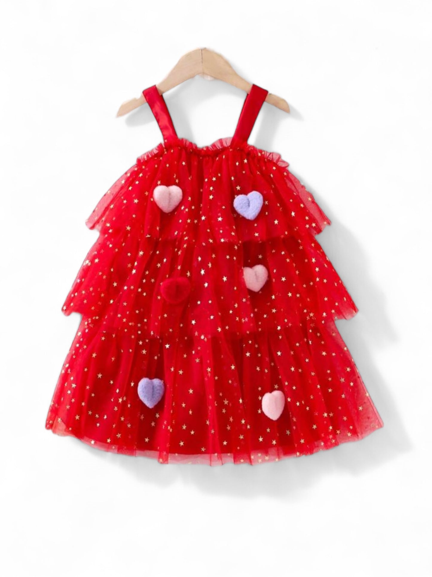 Red valentine tulle hearts dress