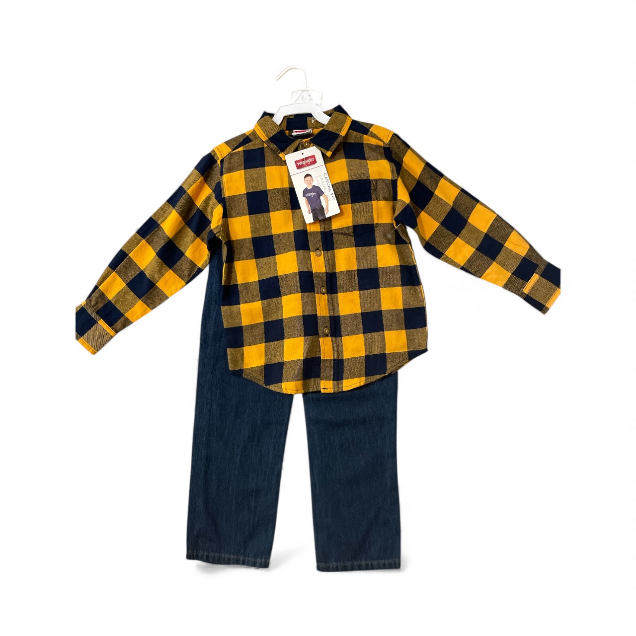 Rangler yellow plaid 2pc boys set