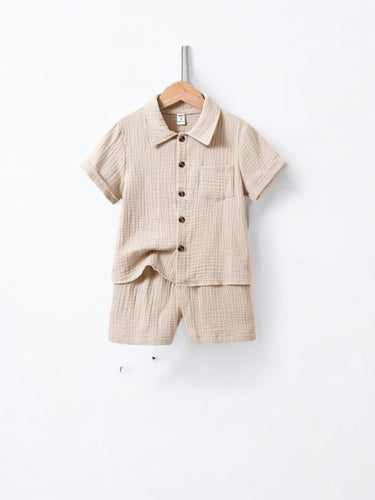 Beige linen 2pc boys set