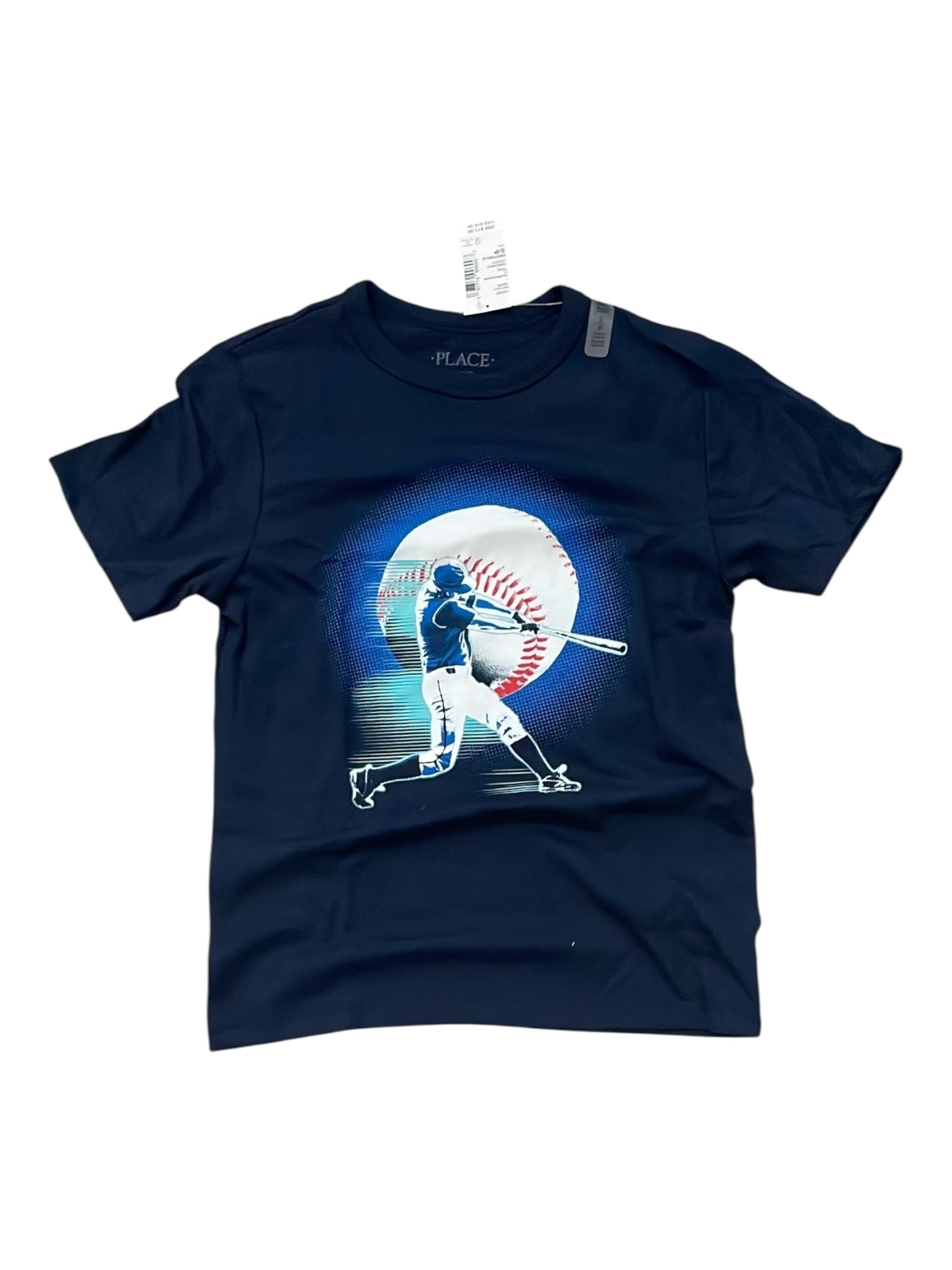 Children place baseball shirt